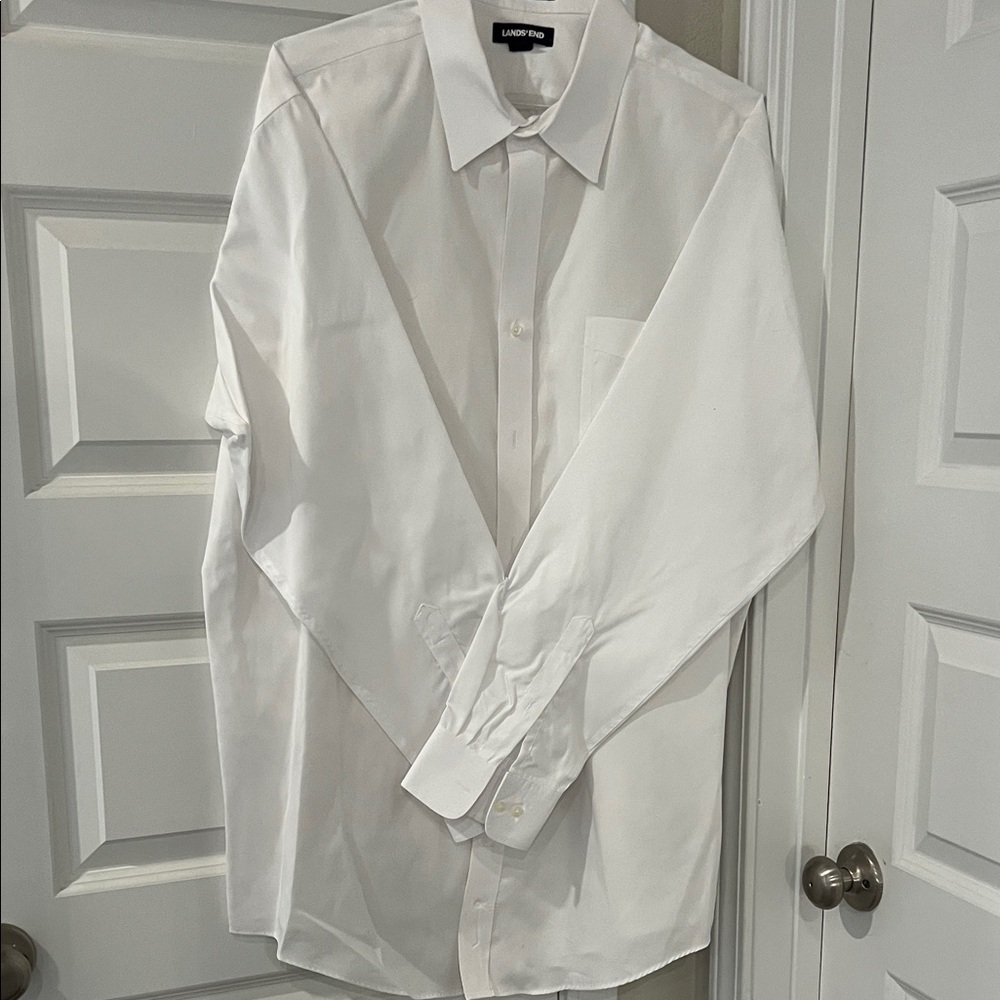 Lands' End Classic White Dress Shirt for Men